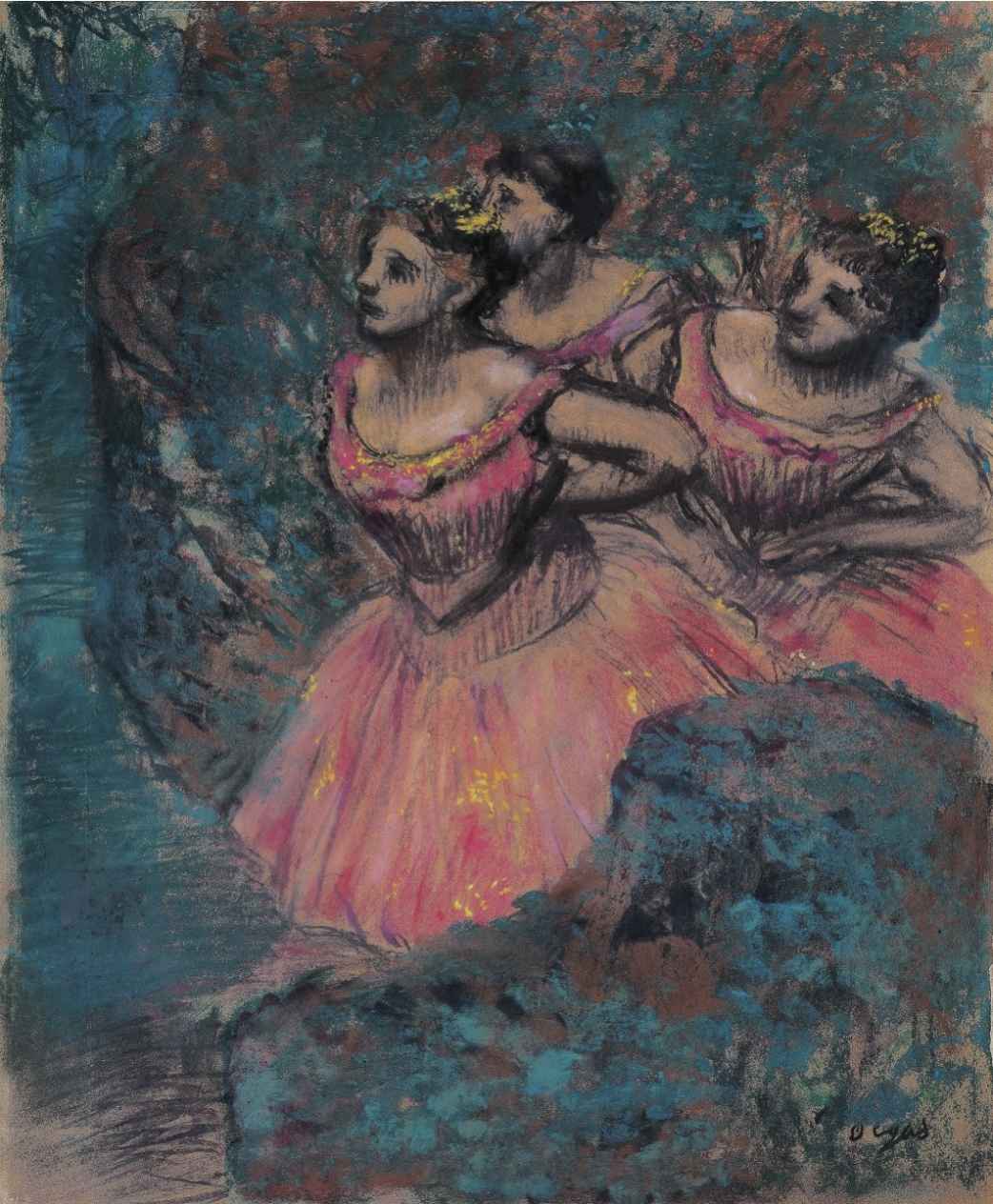 《穿红色服装的三个舞者》 Three Dancers in Red Costume 1896 年 布面油画