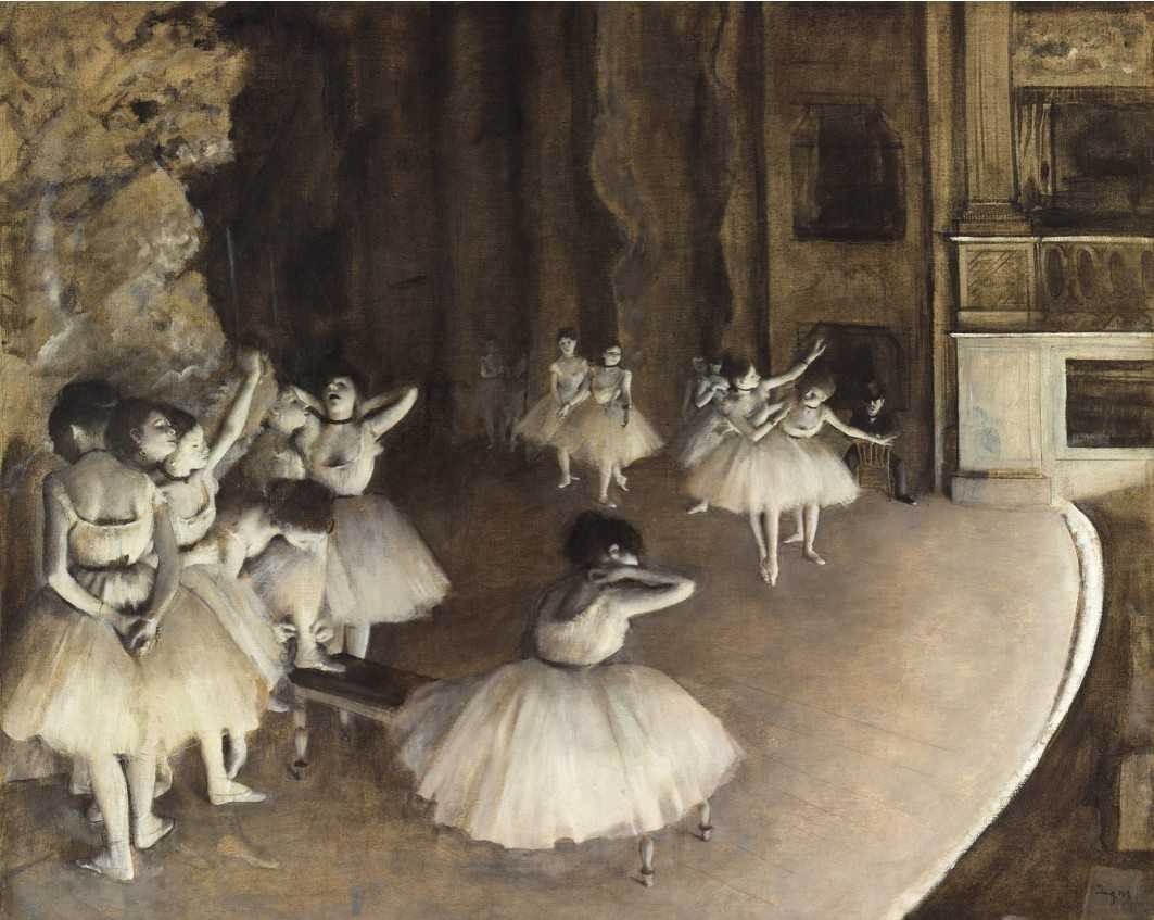 《芭蕾舞台上的排练》 The Ballet Rehearsal on Stage 1874年 布面油画